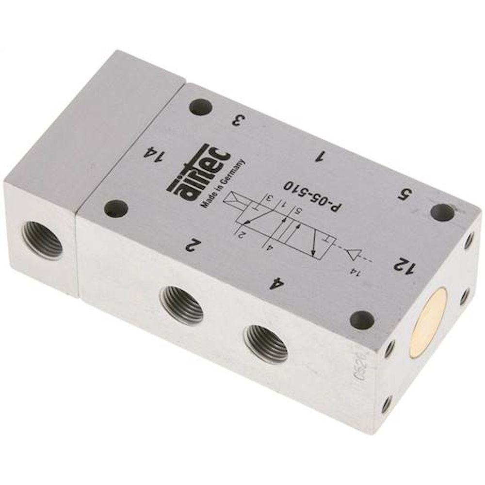 Airtec P-05-510. 5/2-way pneumatic valve G 1/8", Pneumatic spring, Standard