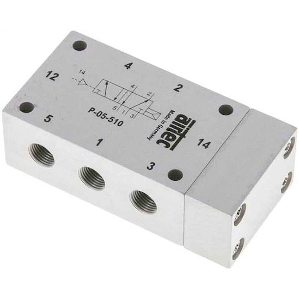 Airtec P-05-510-X. 5/2-way pneumatic valve G 1/8", Pneumatic spring, ATEX