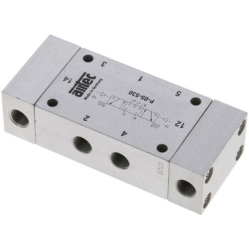 Airtec P 05 530-X. 5/3-Wege Pneumatikventil, G 1/8", Mittelstellung geschlossen, ATEX-Zulassung