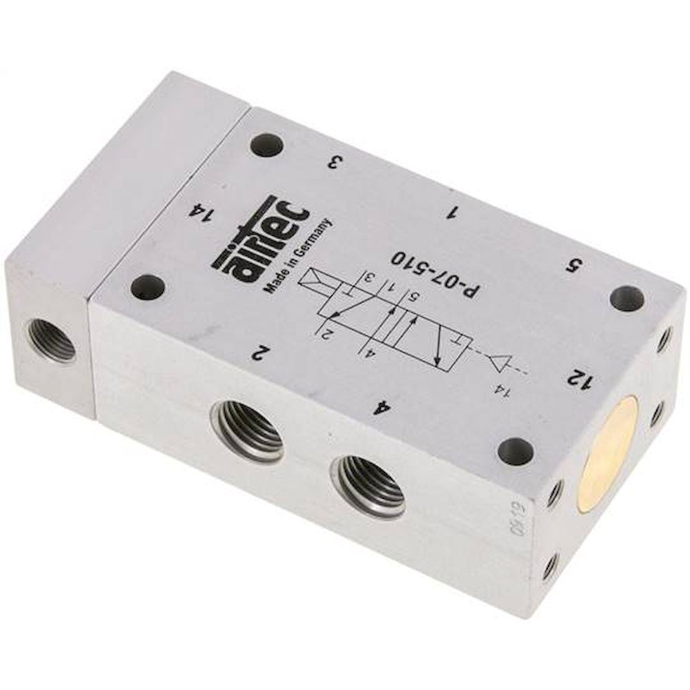 Airtec P-07-510. 5/2-way pneumatic valve G 1/4", Pneumatic spring, Standard