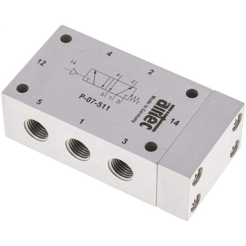 Airtec P-07-511-X. 5/2-way pneumatic valve G 1/4", spring, ATEX