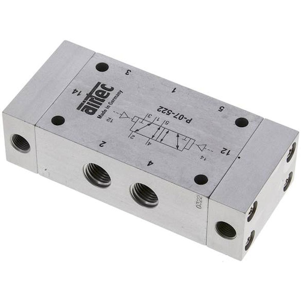 Airtec P-07-522. 5/2-way pneumatic pulse-valve, G 1/4", dominating, Standard