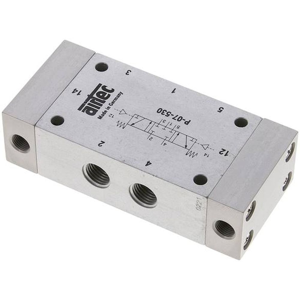 Airtec P 07 530-X. 5/3-Wege Pneumatikventil, G 1/4", Mittelstellung geschlossen, ATEX-Zulassung