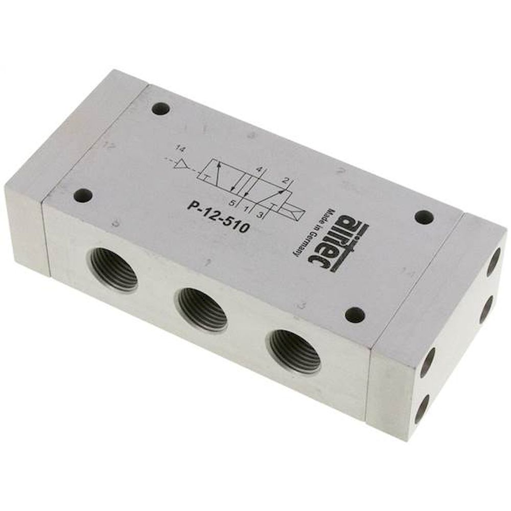 Airtec P-12-510. 5/2-way pneumatic valve G 1/2", Pneumatic spring, Standard