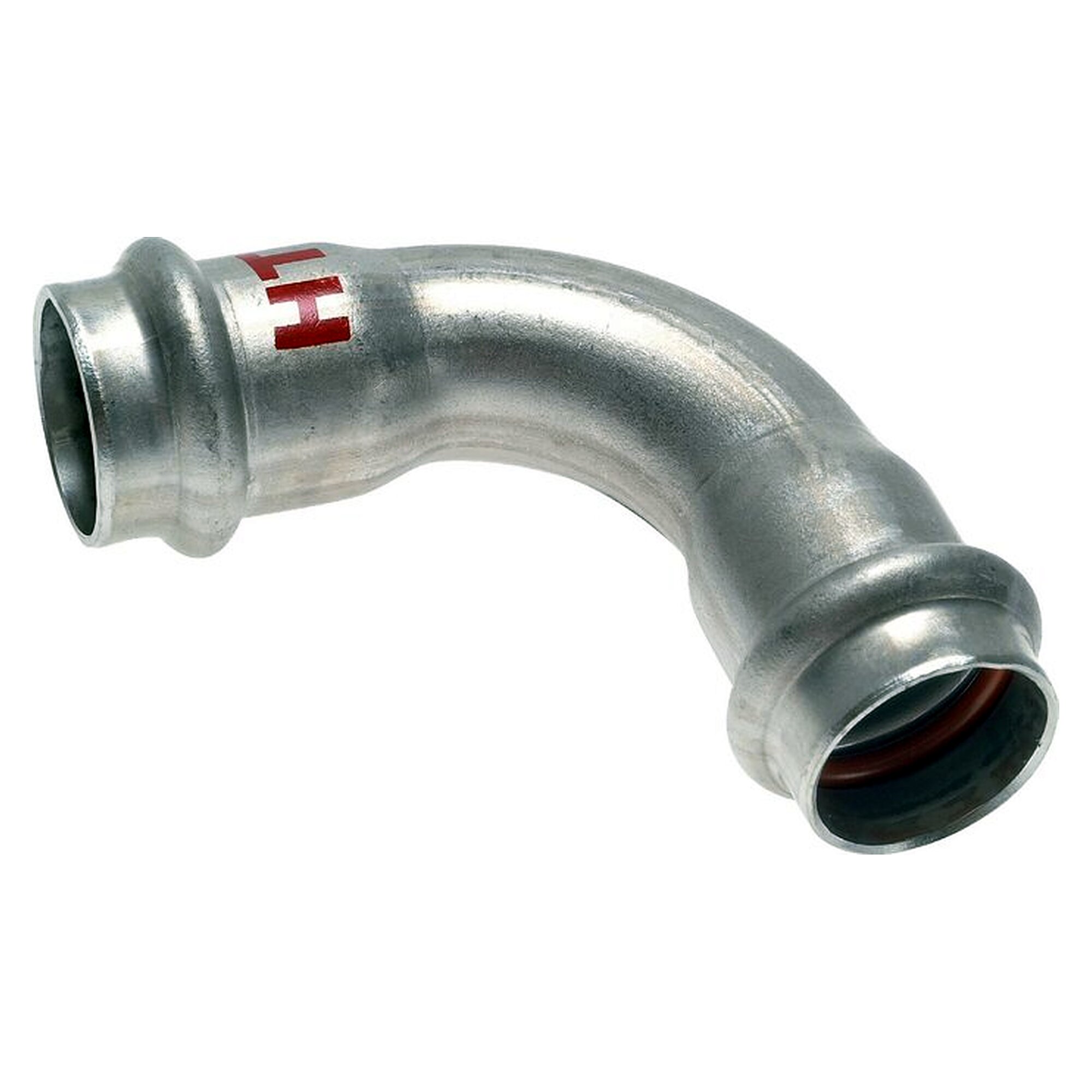 Press fitting, pipe 42 mm, stainless steel 1.4404, seal FKM, for compressed air