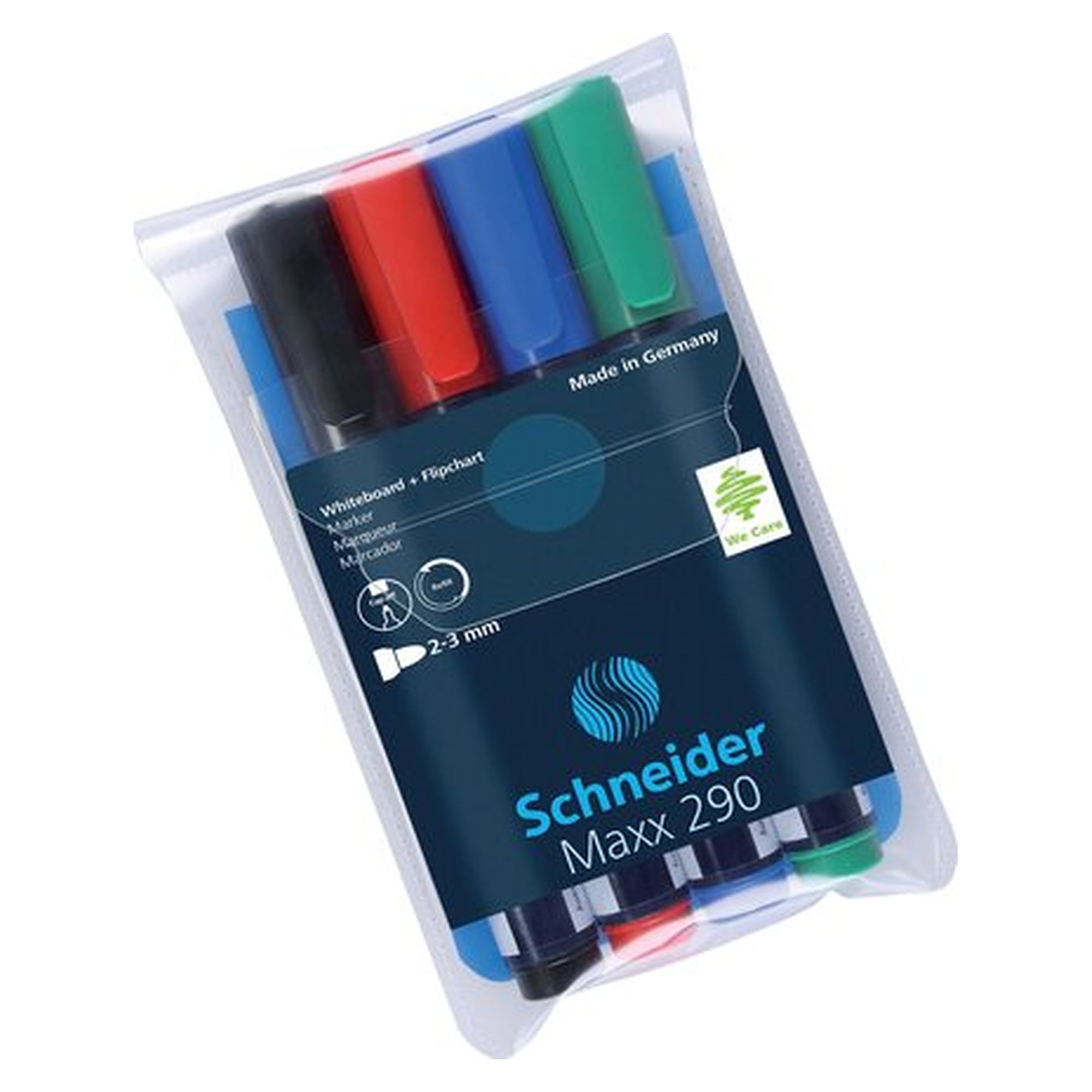 SCHNEIDER Flipchart and Whiteboardmarker, pack of 4 Set, tip type round tip