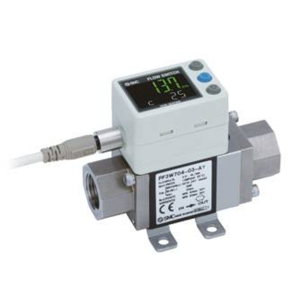 SMC PF3W720-03-AT-MR. PF3W7, Digitaler Durchflusssensor für Wasser, 3-farbige Anzeige, Integrierte Anzeige
