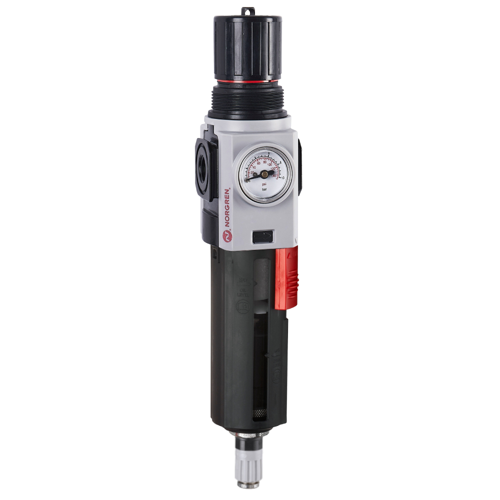Filterregler Excelon Plus, 1/4 PTF, 5 µm, 0,3-4 bar, Ablass automatisch, mit Manometer - Norgren B82G-2AK-AP1-RFG