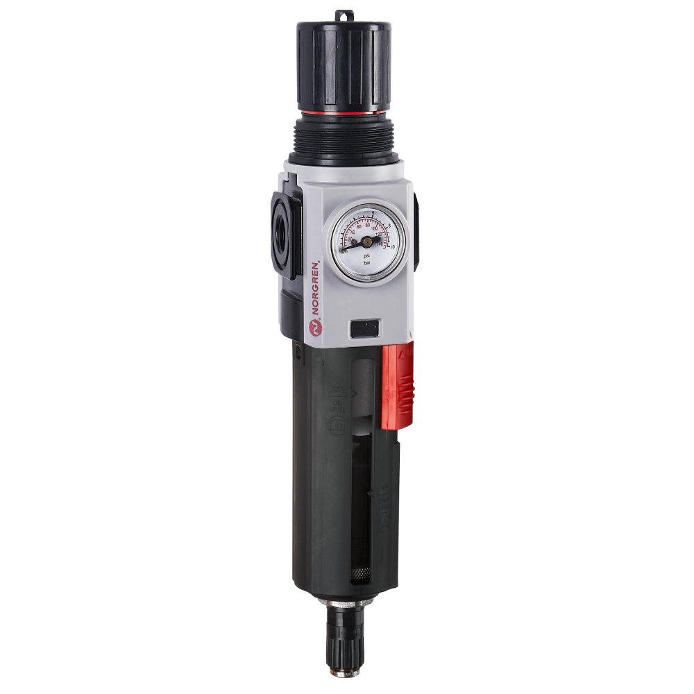 Excelon Plus filter/regulator, G1/4, 5 µm, 0.3-4 bar, automatic drain, with gauge - Norgren B82G-2GK-AP1-RFG