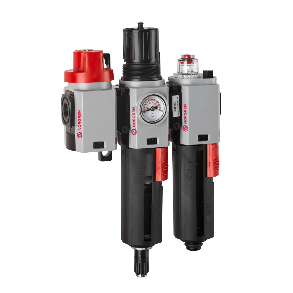 Wartungseinheit Excelon Plus aus Filterregler und Öler, G1/4, Ablass automatisch, 0,3-10 bar - Norgren BL82-201G