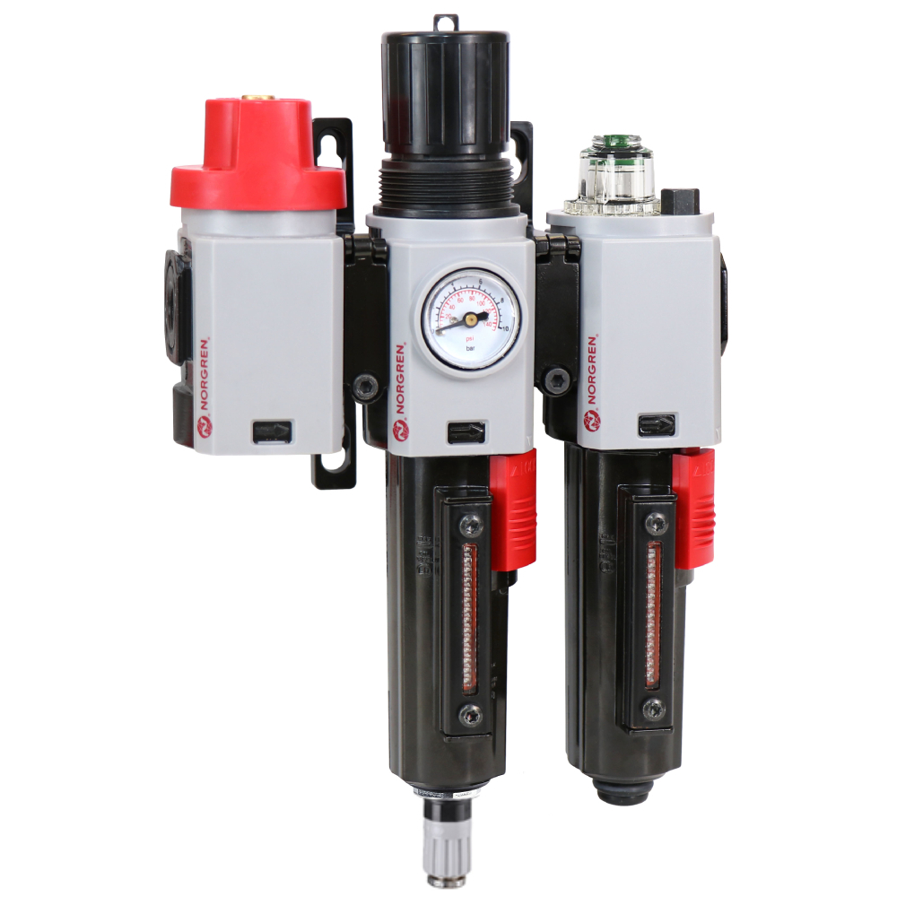 Excelon Plus filter/regulator and lubricator unit, 3/8 PTF, automatic drain, 0.3-10 bar, 40 µm - Norgren BL82-361A