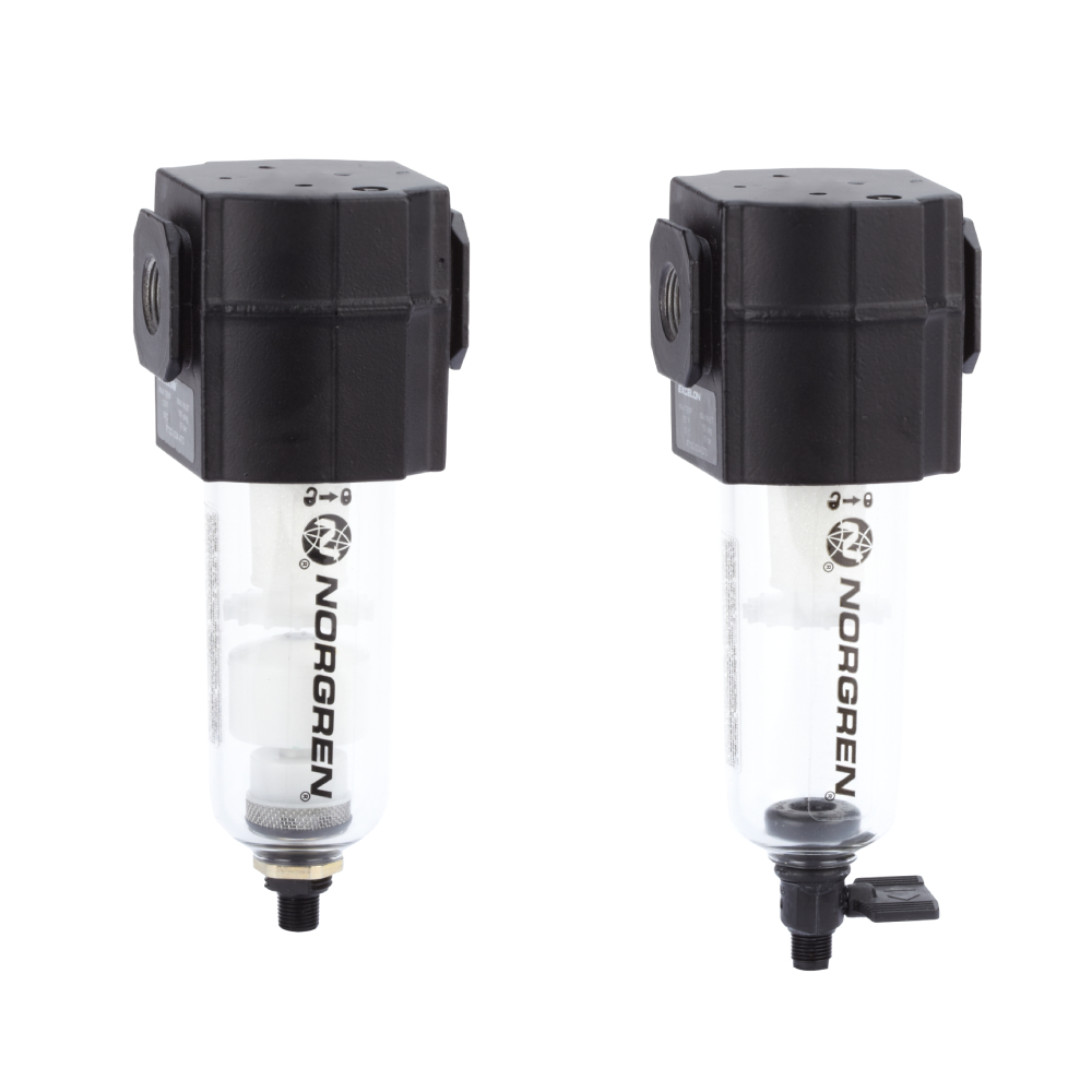 Compressed air filter, G3/8, 25 µm, for compressed air systems - Norgren F73G-3GN-AP2