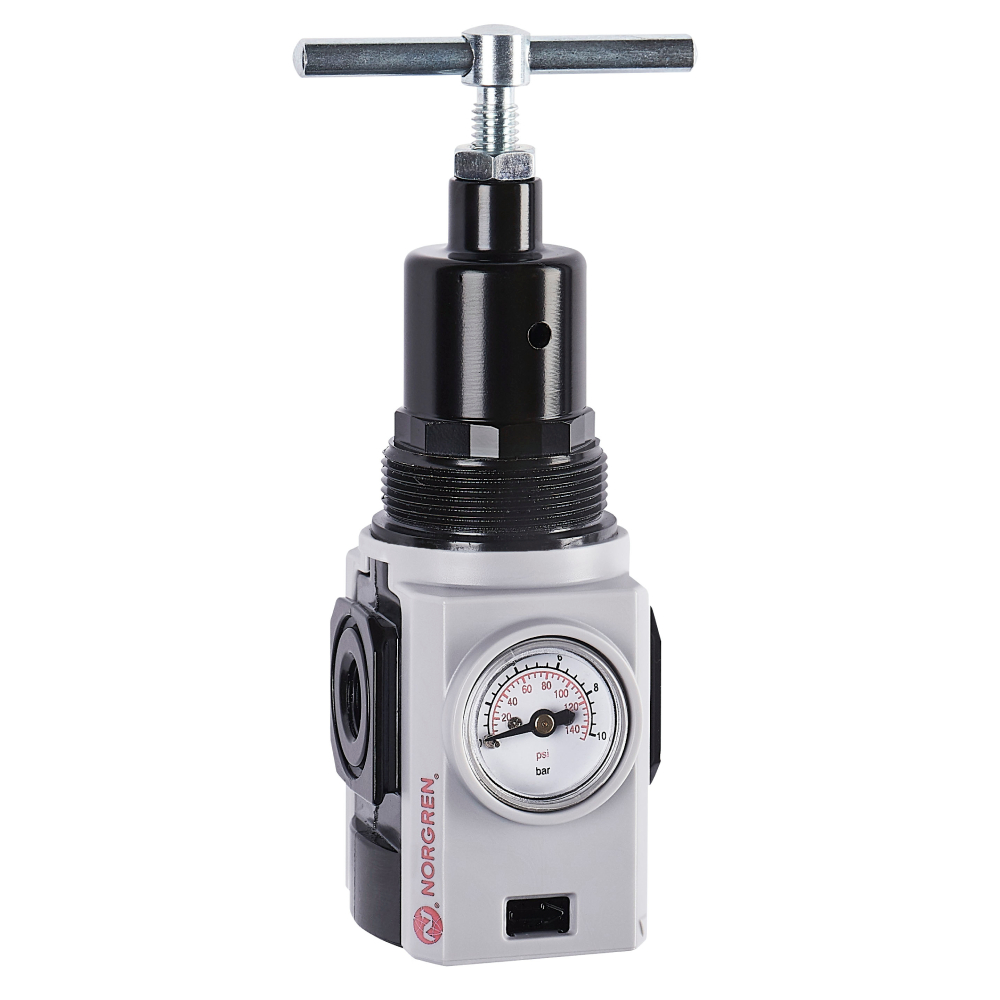 Excelon Plus reverse flow regulator, G3/8, 0.7-17 bar, integrated gauge - Norgren R82R-3GT-RSG