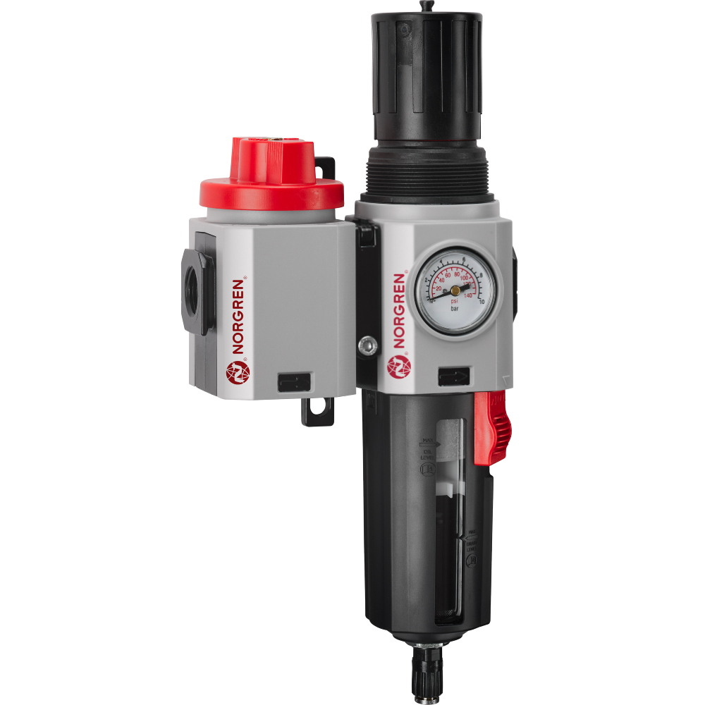 Excelon Plus filter/regulator and shut-off valve unit, G3/4, automatic drain, 0.3-10 bar, 40 µm - Norgren TB84-601G
