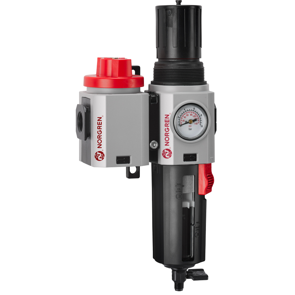 Wartungseinheit Excelon Plus aus Filterregler und Absperrventil, G1/2, Ablass manuell, 0,3-10 bar - Norgren TB84-421G