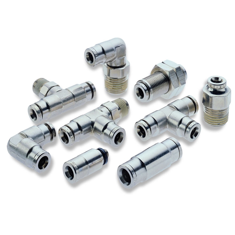 Pneufit 12 push-in fitting, swivel adaptor, tee, 1/4 NPT, 5/16" - Norgren 124670528