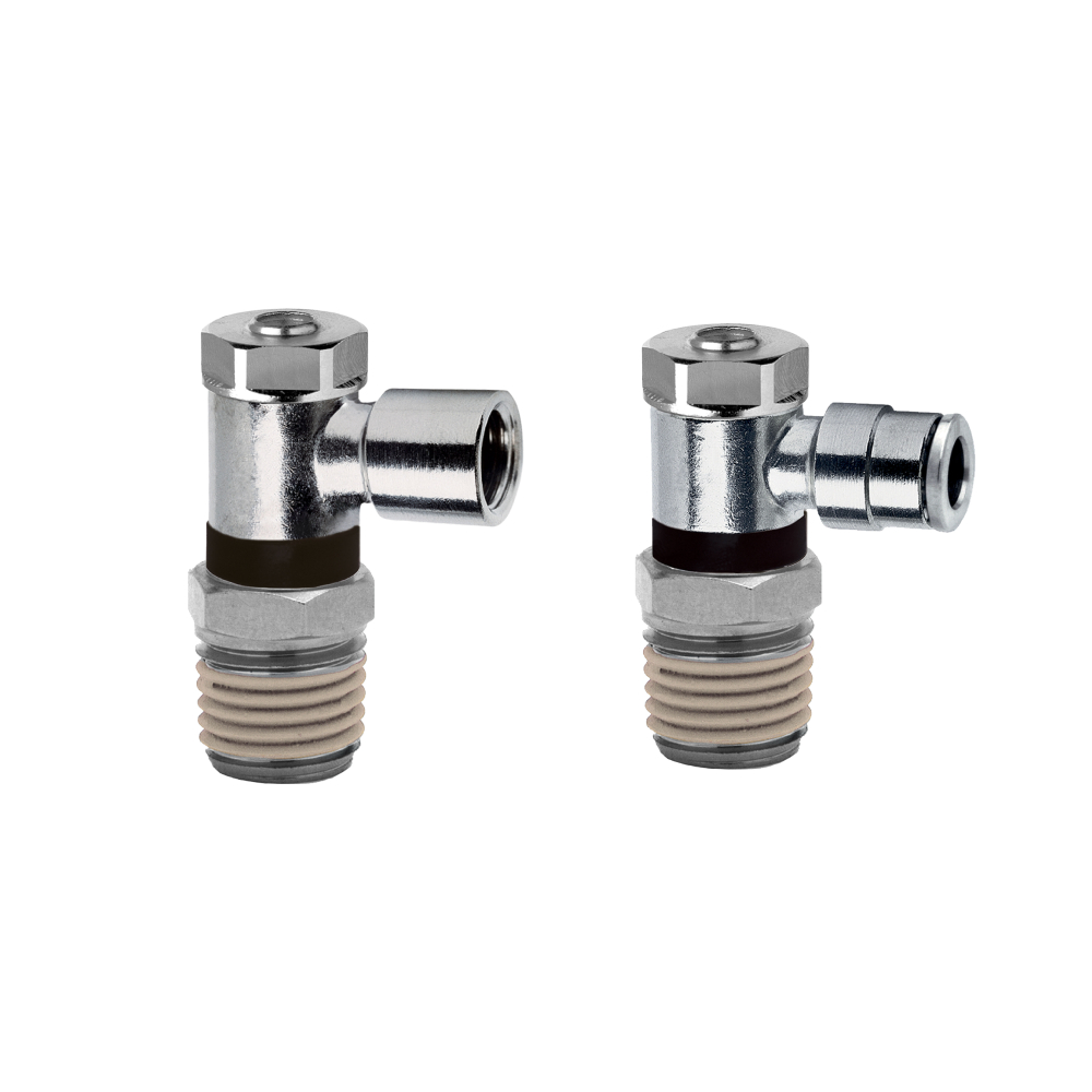 Pneufit 12 flow regulator, banjo, elbow, 1/2 NPT, 1/2" - Norgren 12VB00748