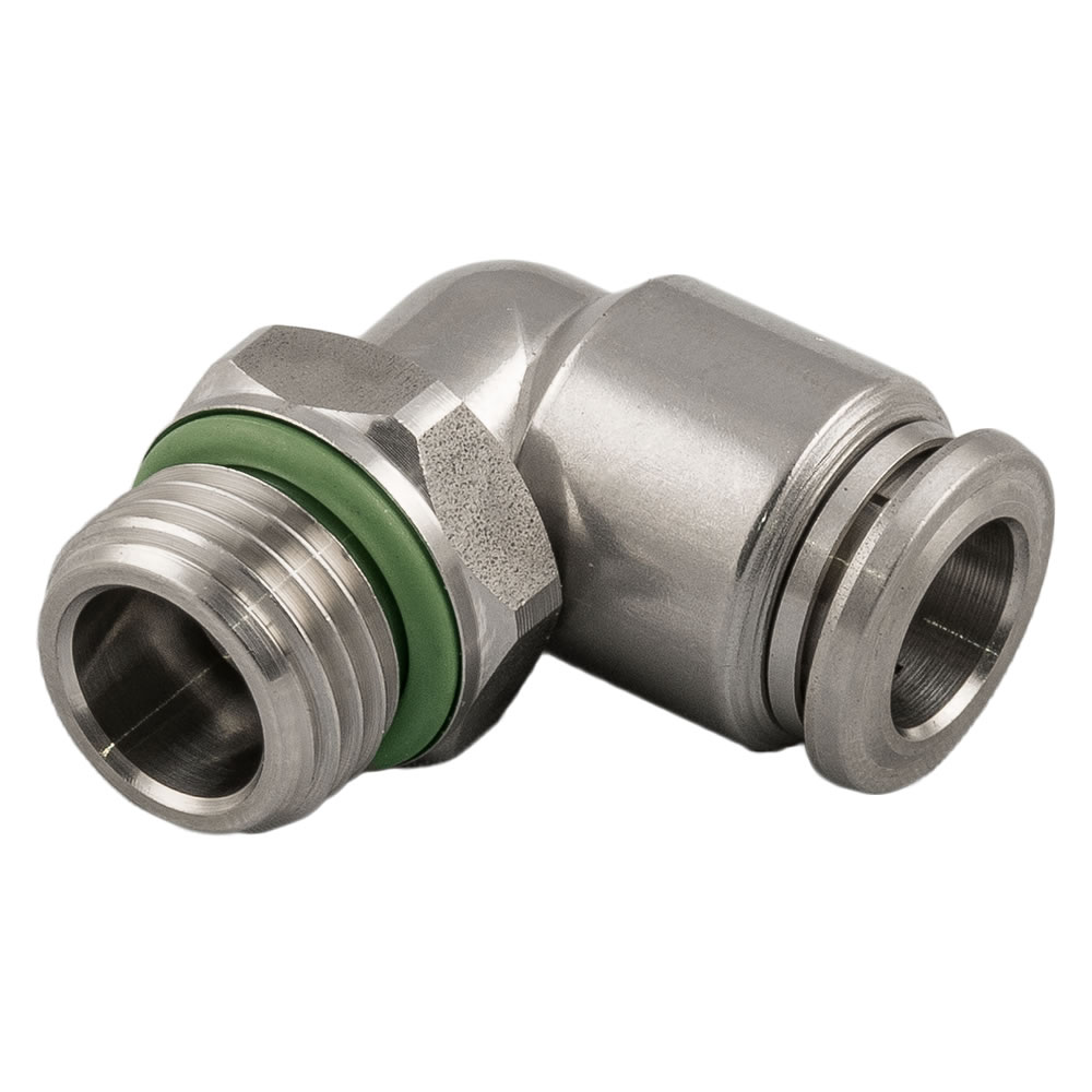 Steckverschraubung Pneufit S aus Edelstahl, Schwenkadapter Smoothline, Winkelform, G1/4, 10mm - Norgren S02471028L