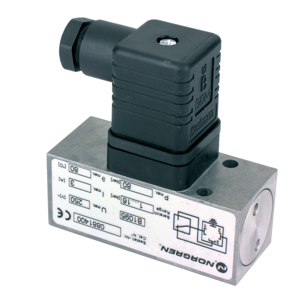 Elektromechanischer Druckschalter Baureihe 18D für Druckluft, Flansch, 1-16 bar - Norgren 0881400000000000