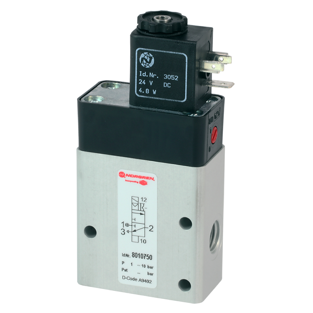 Herion 3/2 Directional Control Valve, NC, Flange 24Vdc - Norgren 8010204900002400