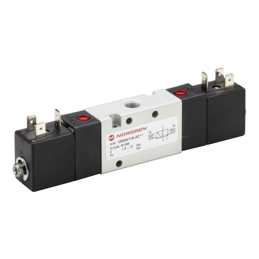 Magnetventil Baureihe V60 für Rohreinbau, G1/8, 3/2, NC, beidseitige Magnetvorsteuerung - Norgren V60A411A-A318J