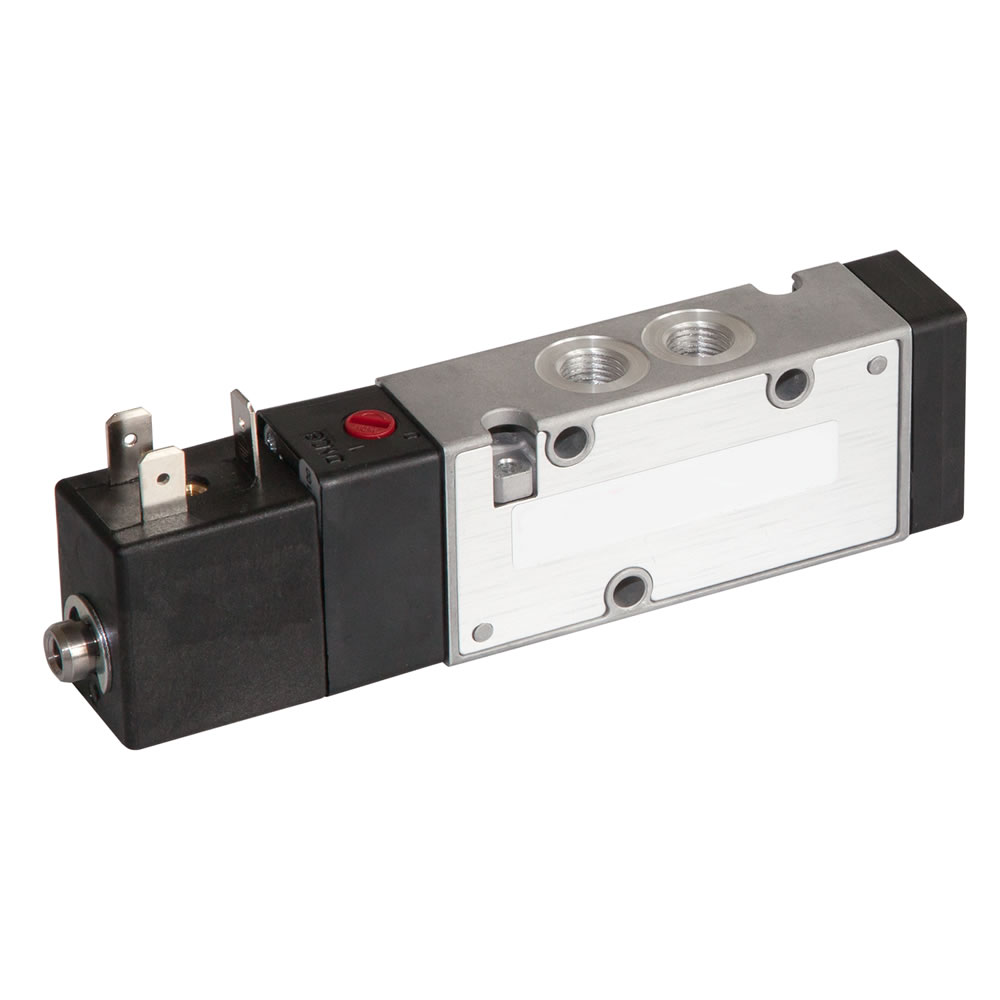 V60 series inline solenoid valve, G1/8, 5/2, solenoid pilot with air spring return - Norgren V60A513A-A217J