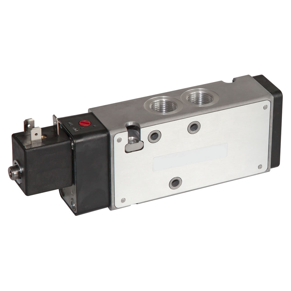 V62 series inline solenoid valve, G3/8, 5/2, solenoid pilot with air spring return - Norgren V62C513A-A316L