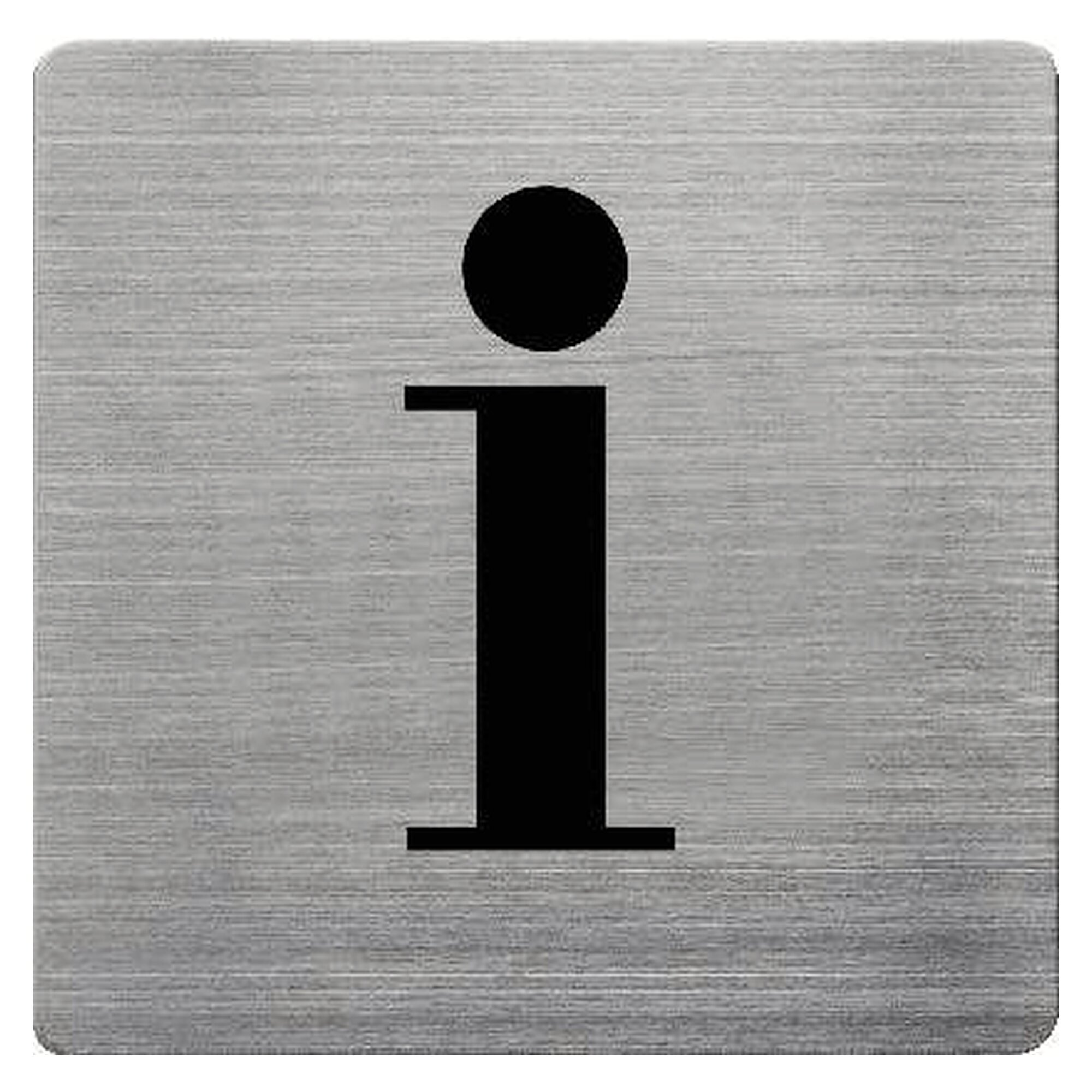 Stainless steel pictogram, 90 x 90 mm, Info, design square, marking material for plant equipment