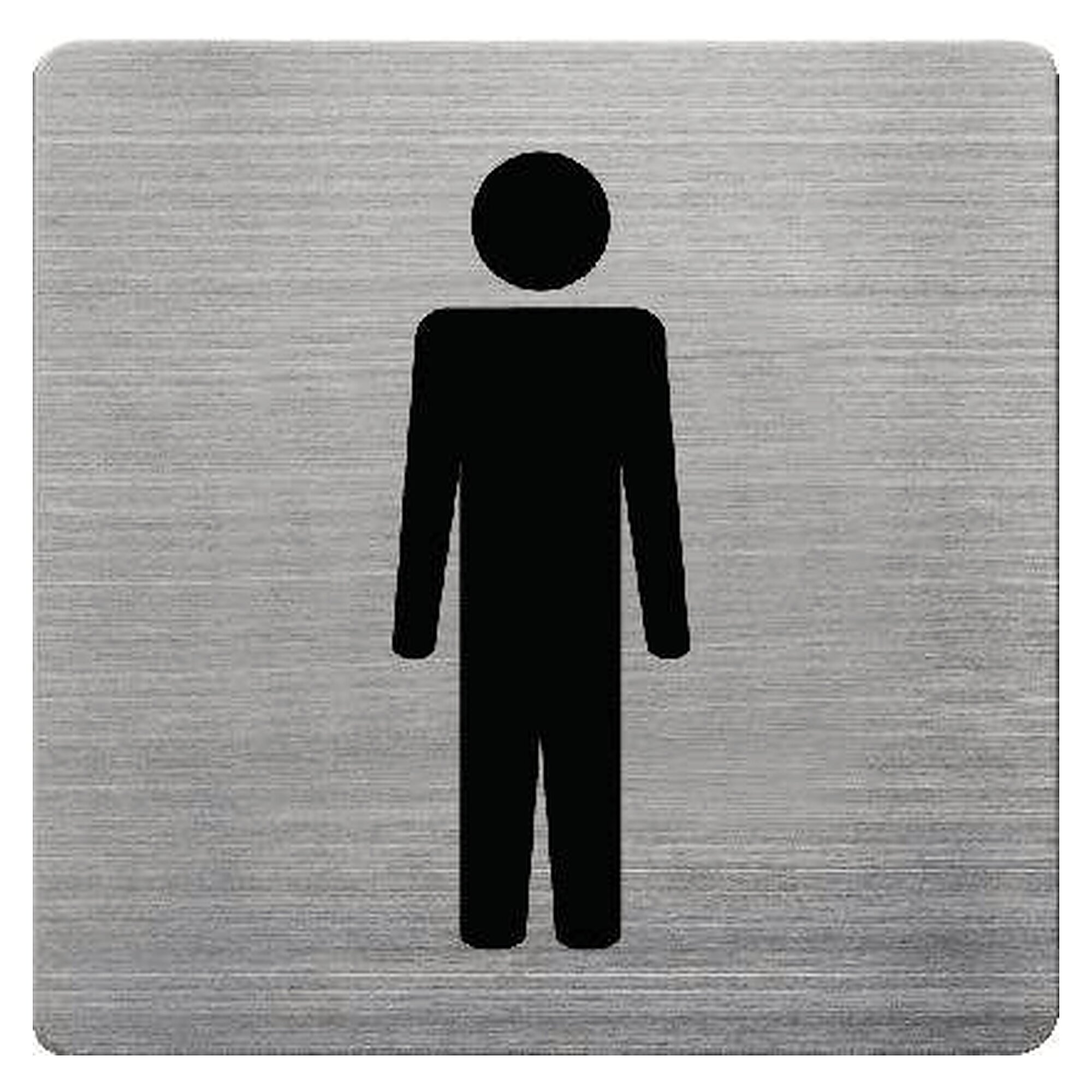 Edelstahl-Piktogramm, 90 x 90 mm, WC Herren, quadratisch, Abmessungen 90 x 90 mm
