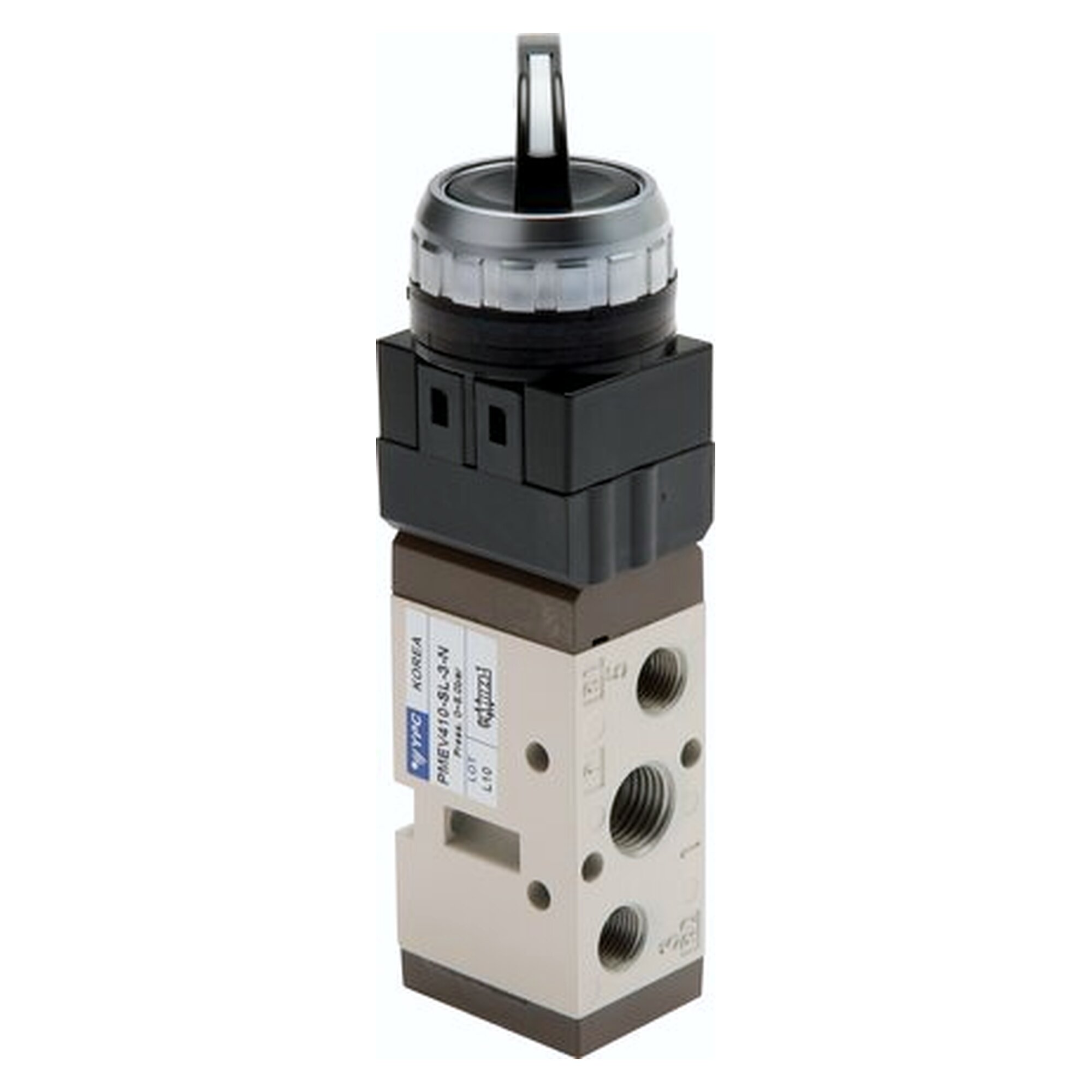 5/2-way valve, Rotary switch, black, G 1/4", 980 l/min, 0 to 8 bar, exhaust G 1/8"