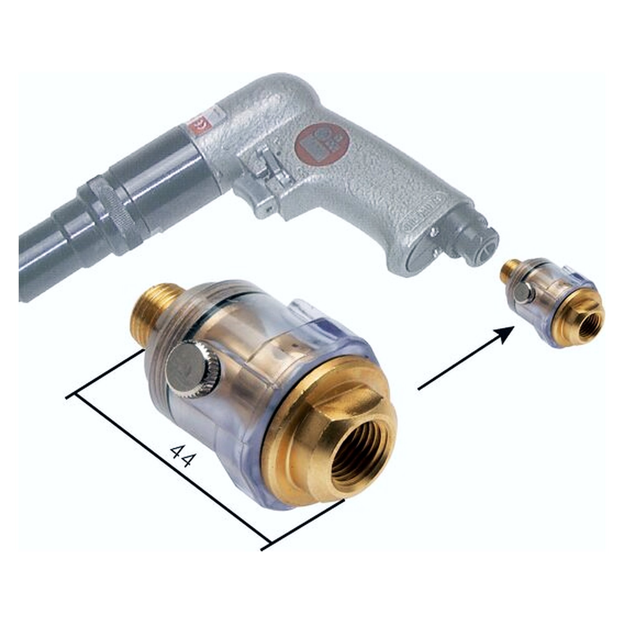 Inline Öler Rp 1/4"-R 1/4", Durchfluss ca. 800 l/min, Ölvorrat 3 cm³