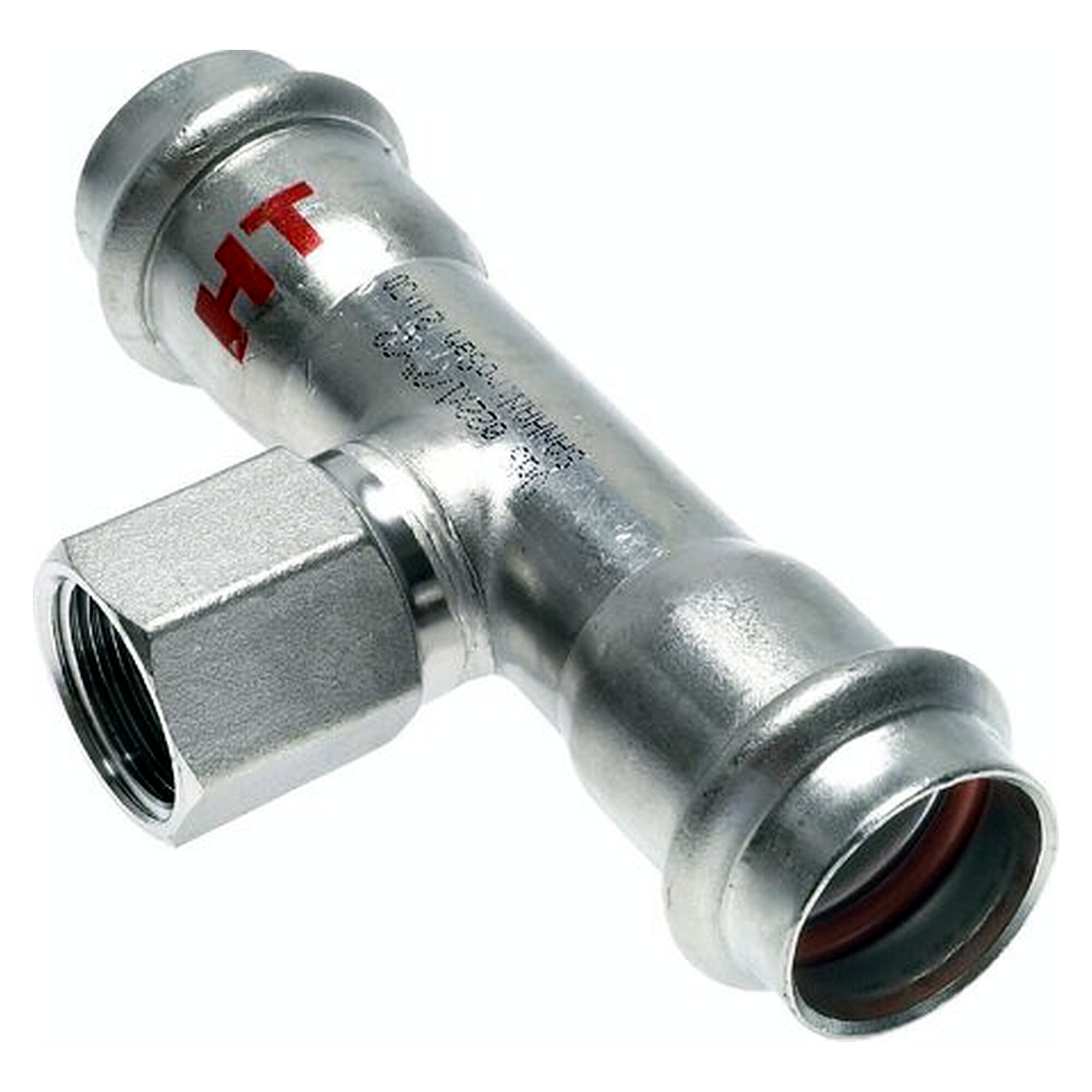 Pressfitting-T-Stück, Innengewinde Rp 1/2", Rohr 15 mm, 1.4404