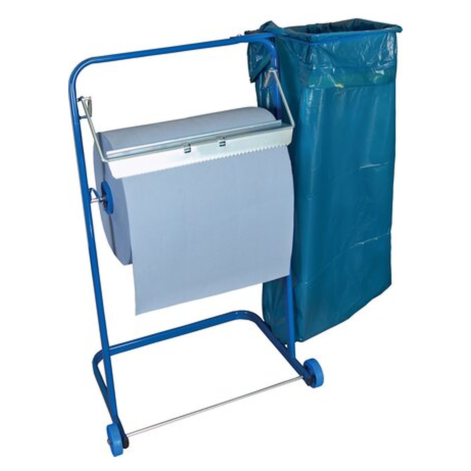 Floor stand for cleaning paper to 40 cm width, auf Rollen fahrbar, with refuse sack holder