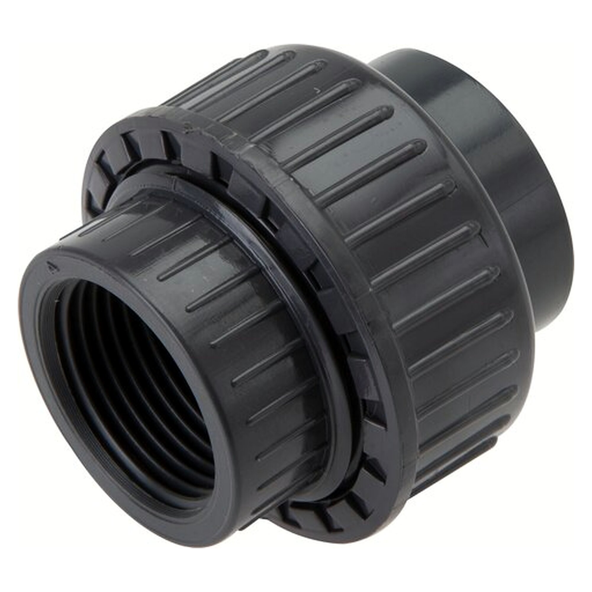Threaded pipe union, female thread Rp 2", outside diameter 99 mm, PVC-U, FKM