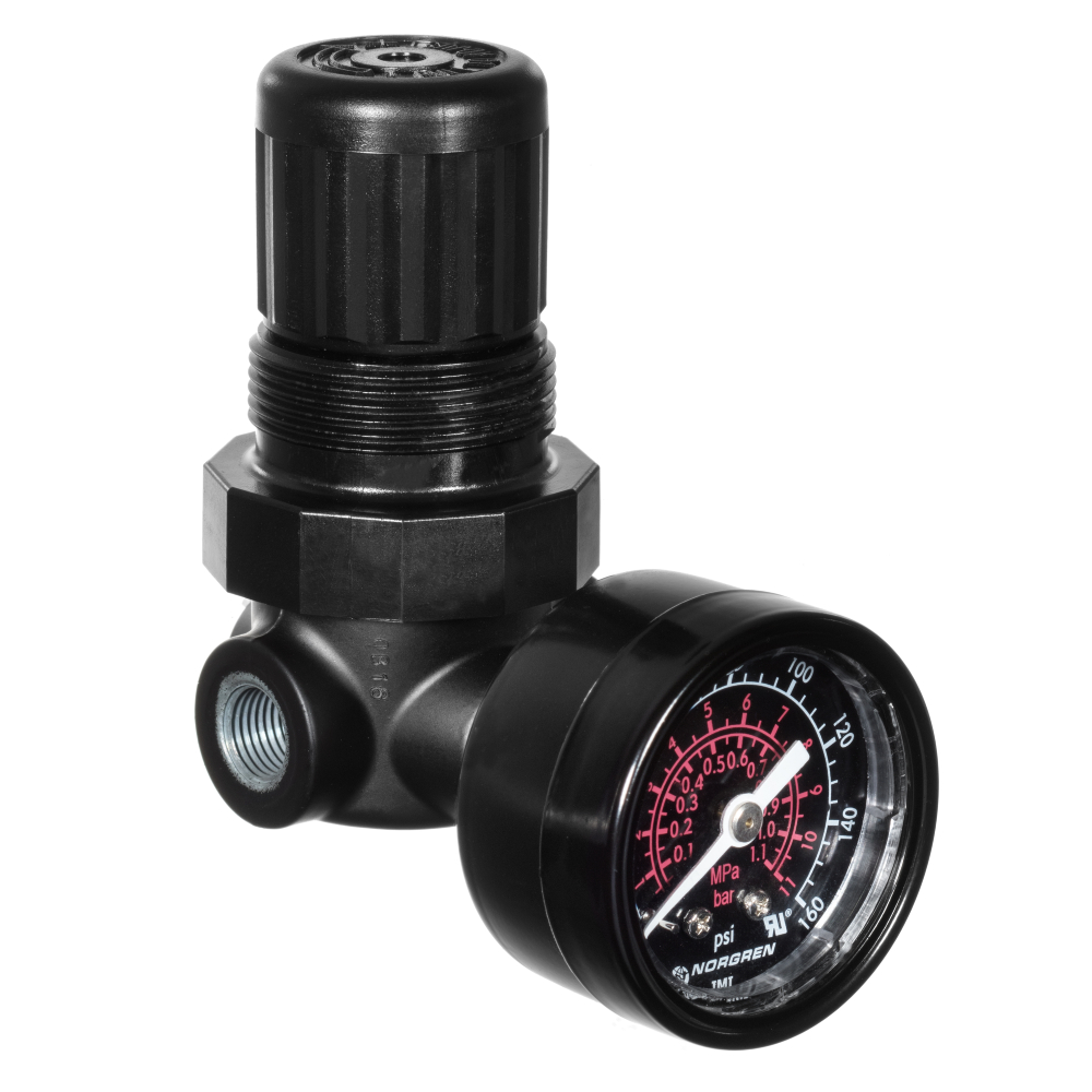 Standard-Druckregler Baureihe R07, 1/4 PTF, 0,3-8,5 bar, mit Manometer - Norgren R07-200-RGLA