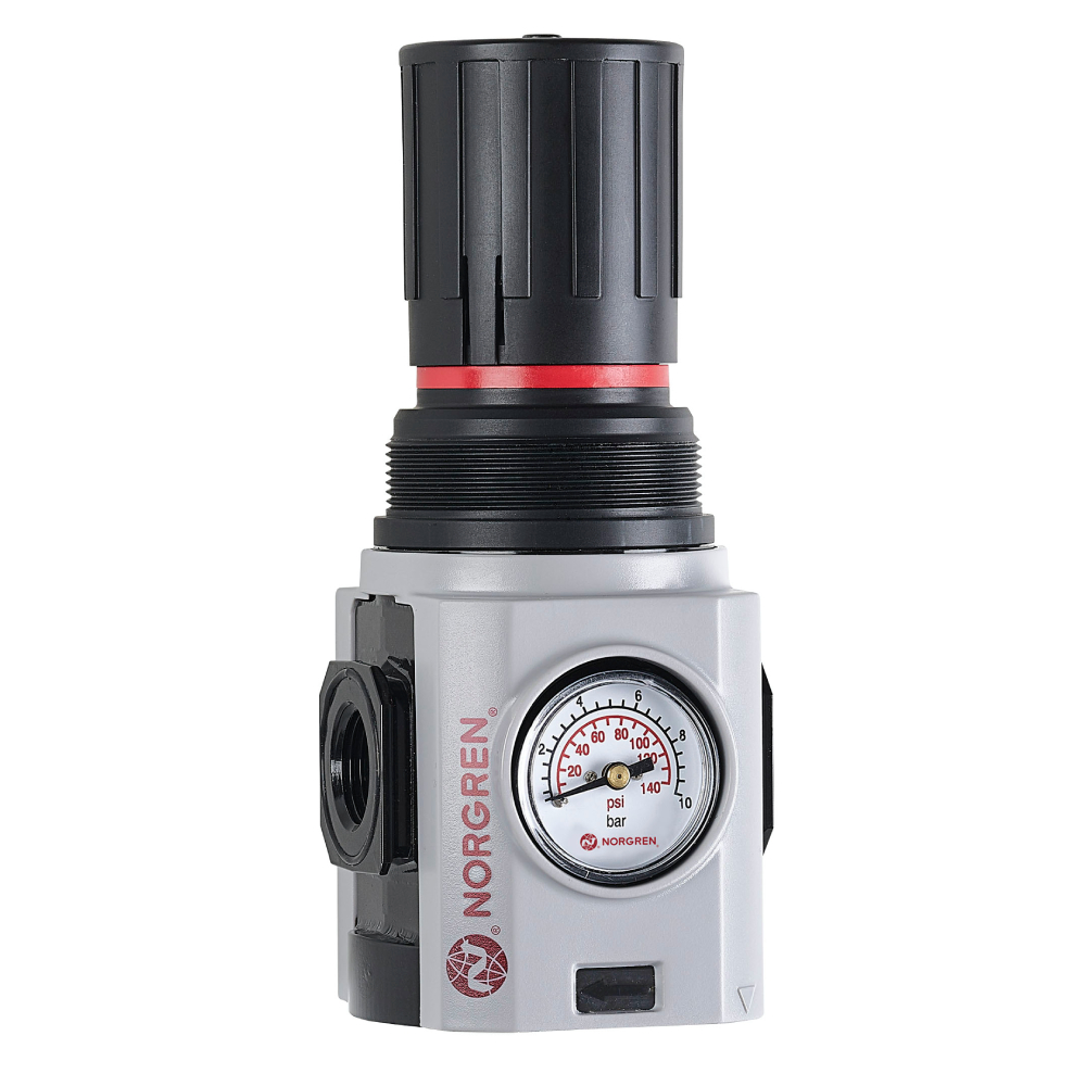 Excelon Plus pressure regulator, 1/2 PTF, 0.3-10 bar, with gauge, knob adjustment - Norgren R84G-4AK-RMG