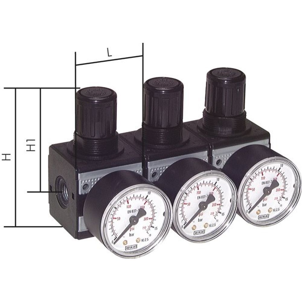 RB 12 K * Multifix Druckregler, abschließbar, Reihenmont. G 1/2", 0,5-10bar, Multifix 2