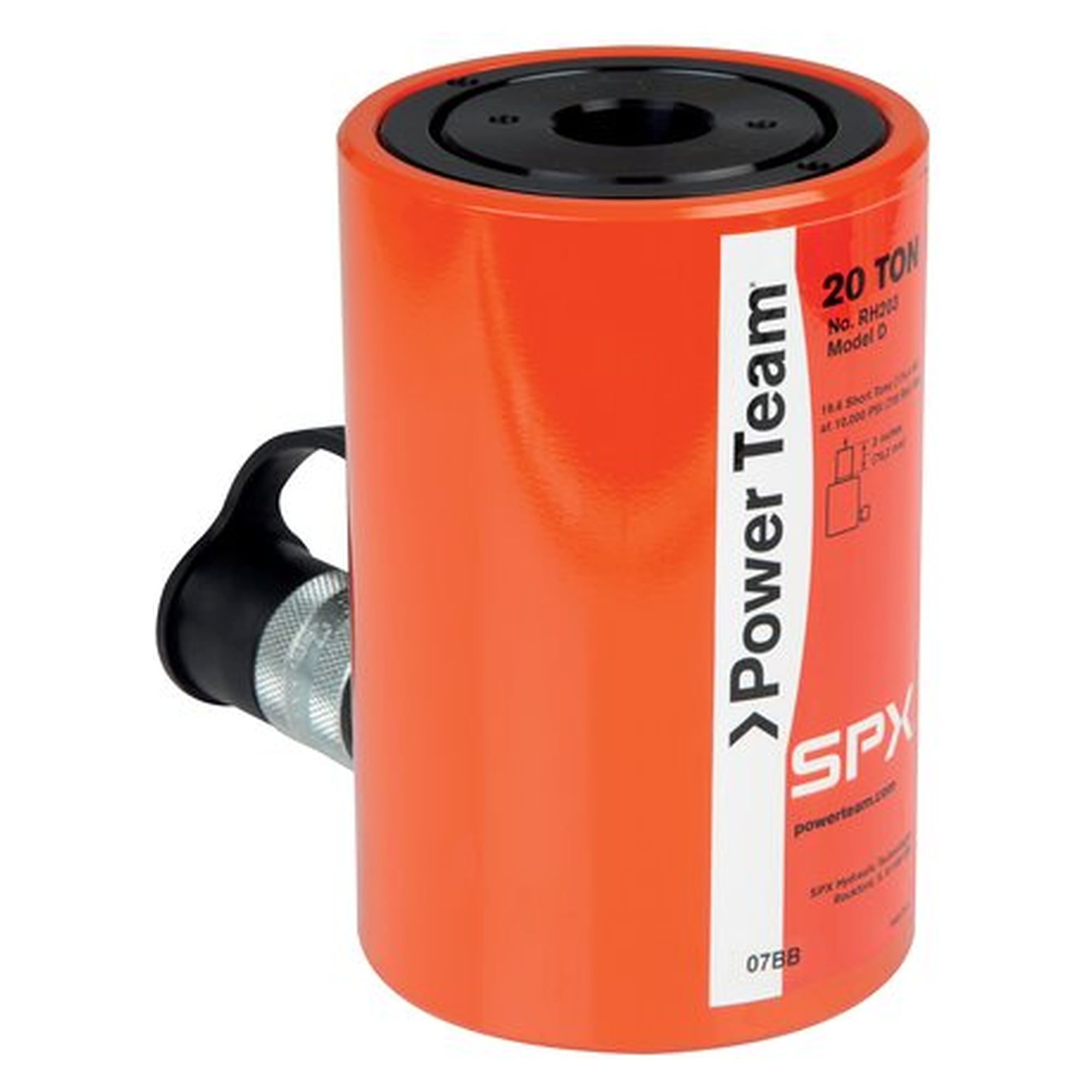 Hydraulic hollow plunger cylinder, 20 tons, 76.2 mm stroke, centre bore diameter 26.6 mm