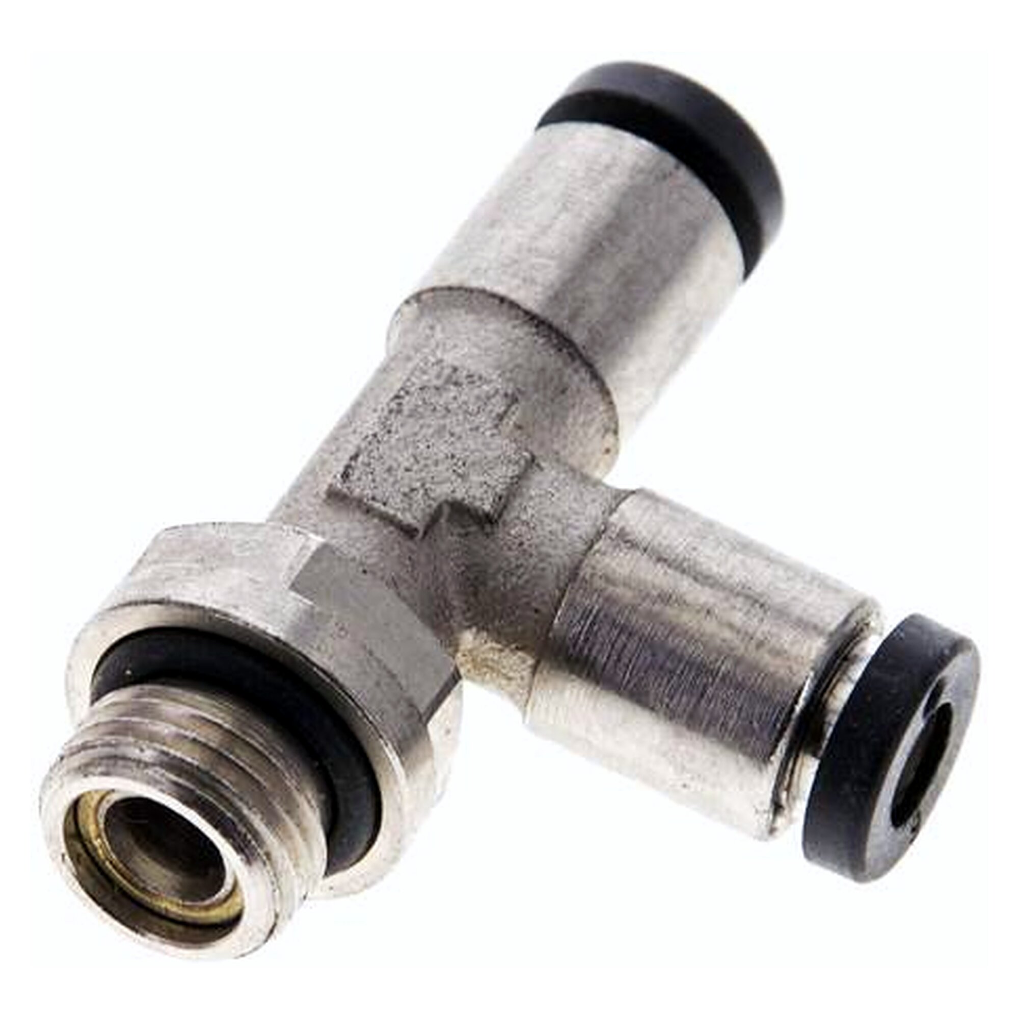 Steckanschluss, Winkelform, Einschraubgewinde R 1/4", Schlauch 6 mm, Messing vernickelt