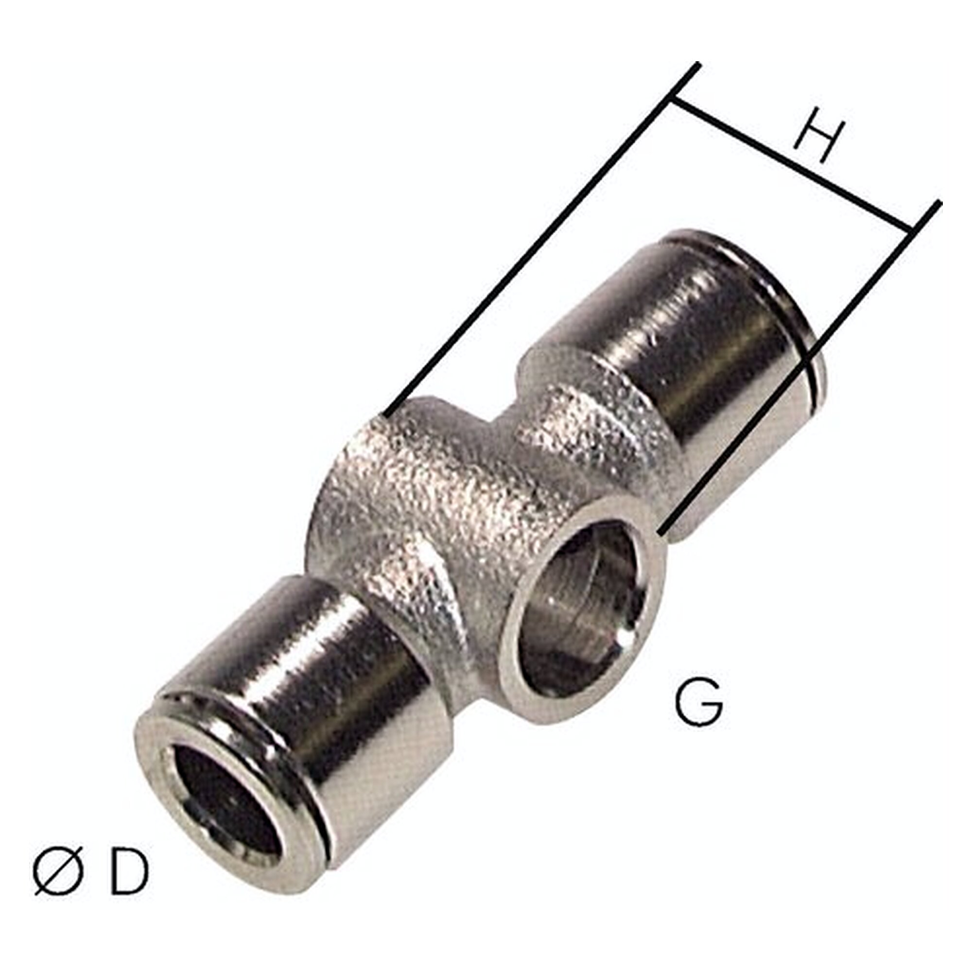 Push-in fitting, male thread M 5, tube 4 mm, nickel plated brass