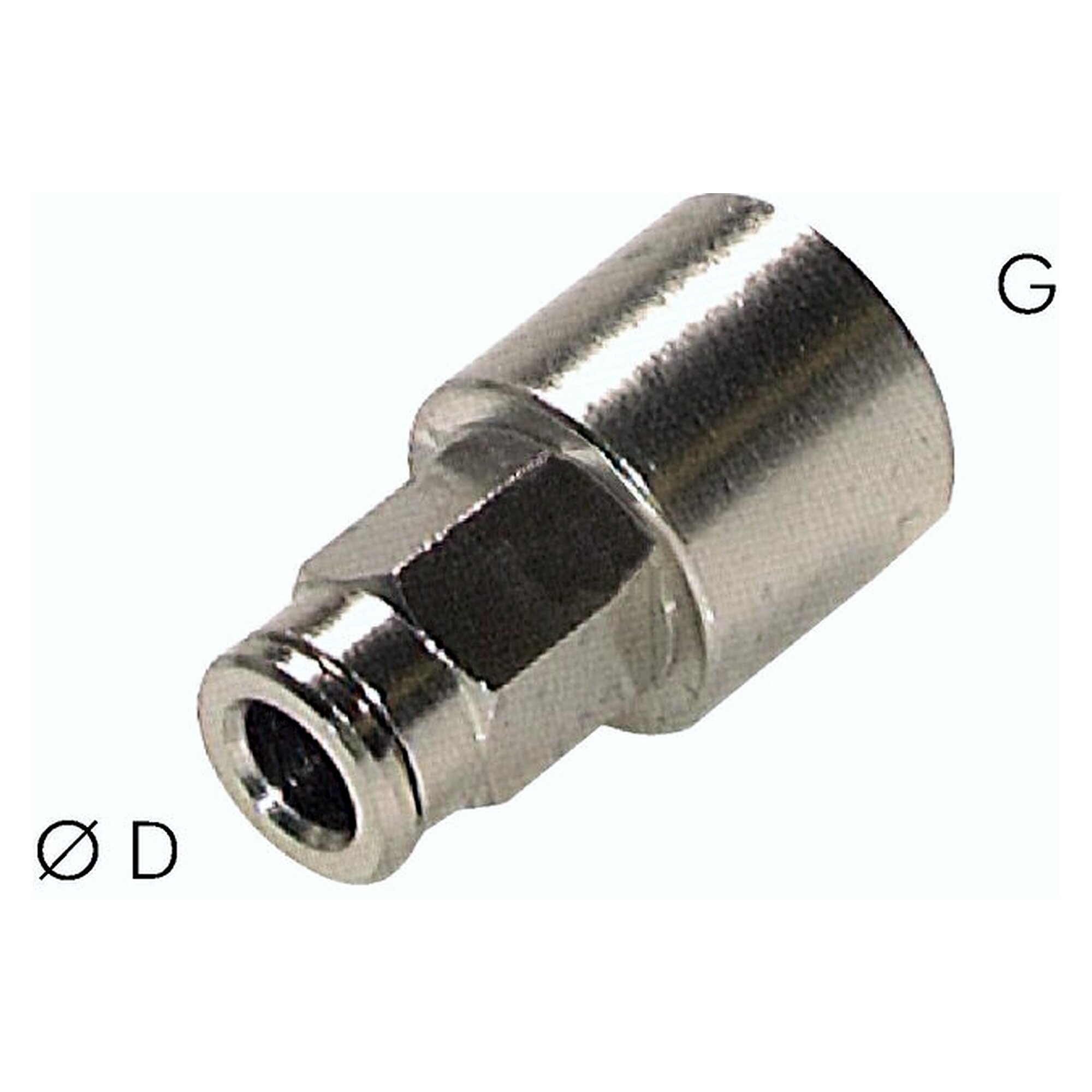 Steckanschluss, mit Innengewinde, Innengewinde G 1/8", Schlauch 4 mm, Messing vernickelt