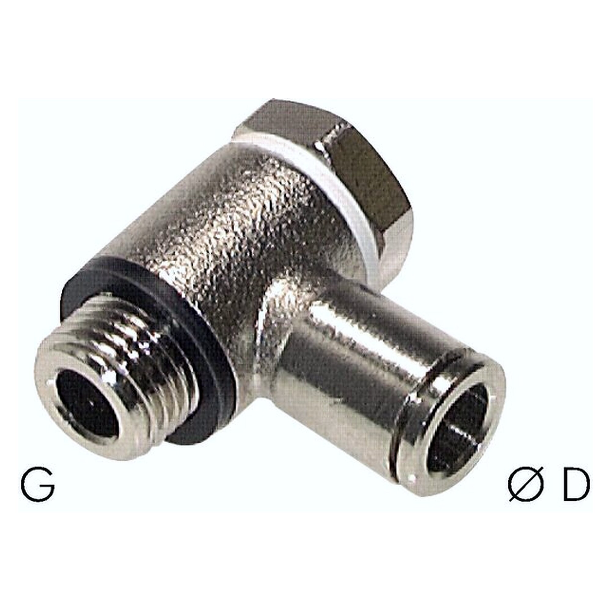 Steckanschluss, Winkelform, Einschraubgewinde G 1/8", Schlauch 4 mm, Messing vernickelt