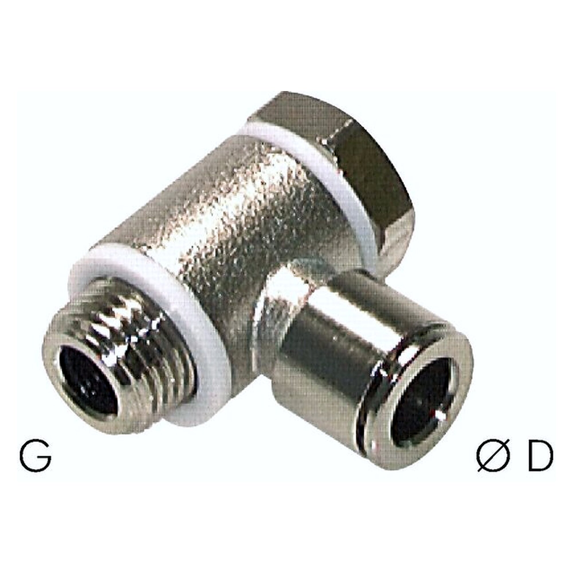 Push-in fitting, elbow design, male thread M 5, tube 4 mm, nickel plated brass