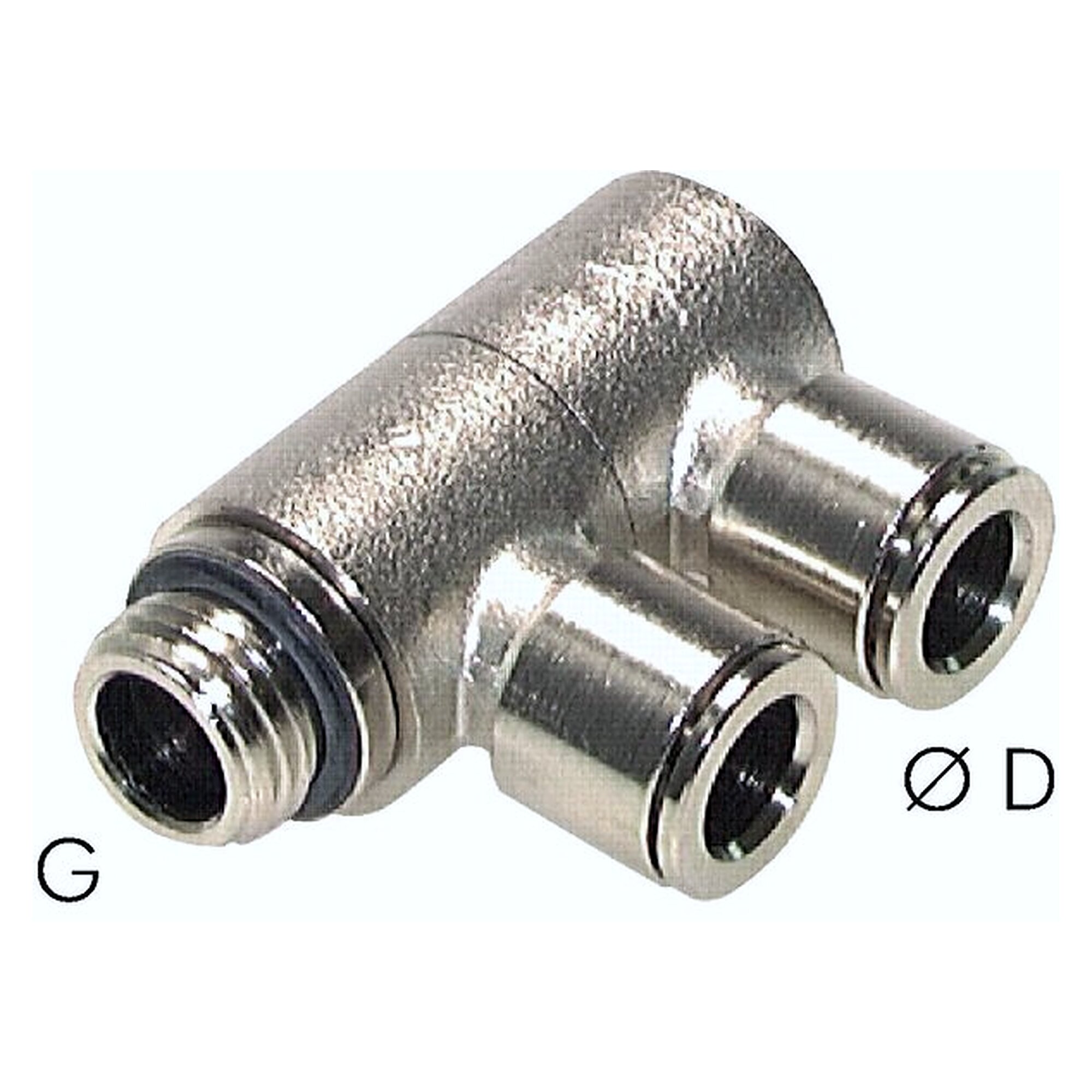 Compact push-in fitting, male thread M 5, tube 4 mm, nickel plated brass