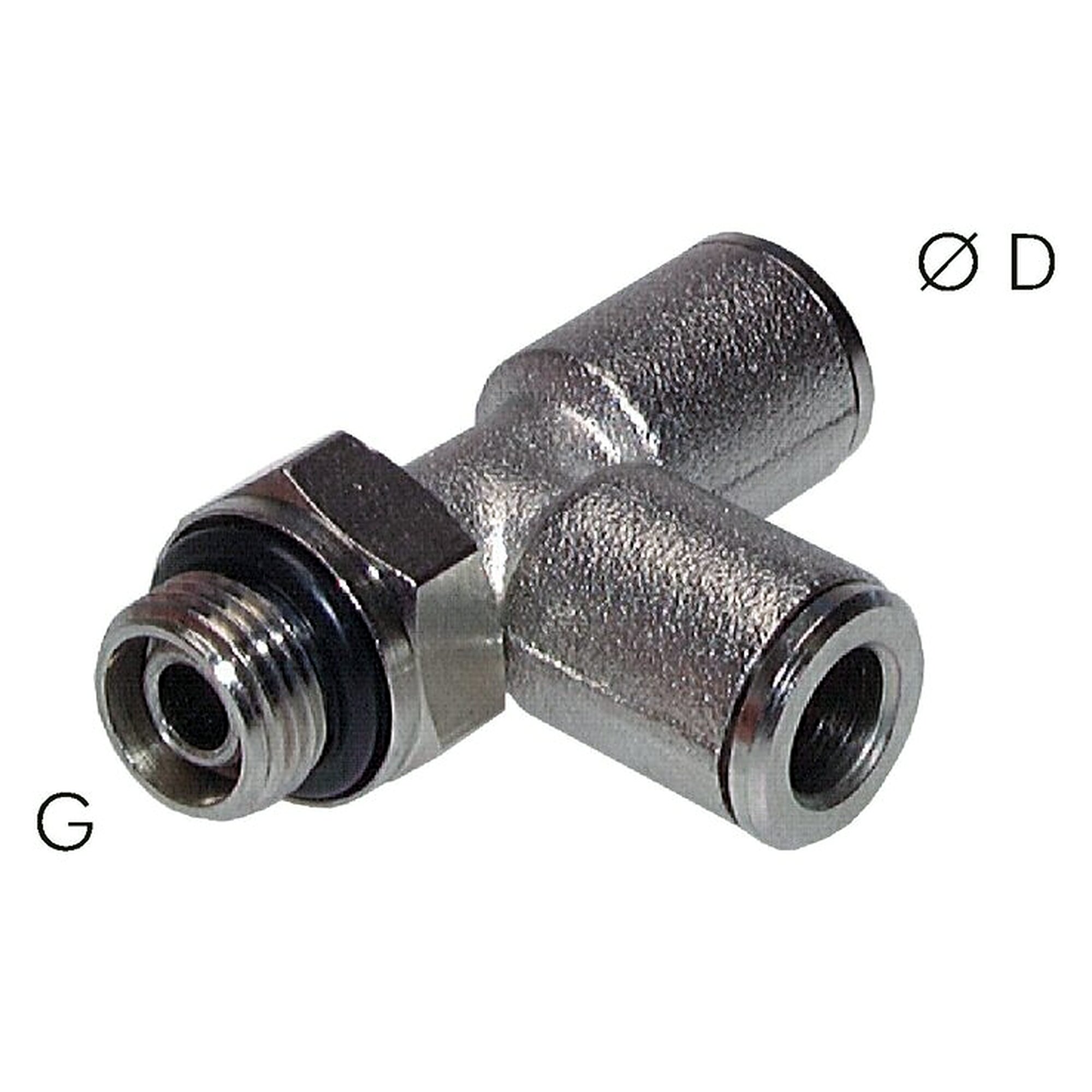 Steckanschluss, Winkelform, Gewinde G 1/4", Schlauch 5 mm, Messing vernickelt, -20 bis +70 °C