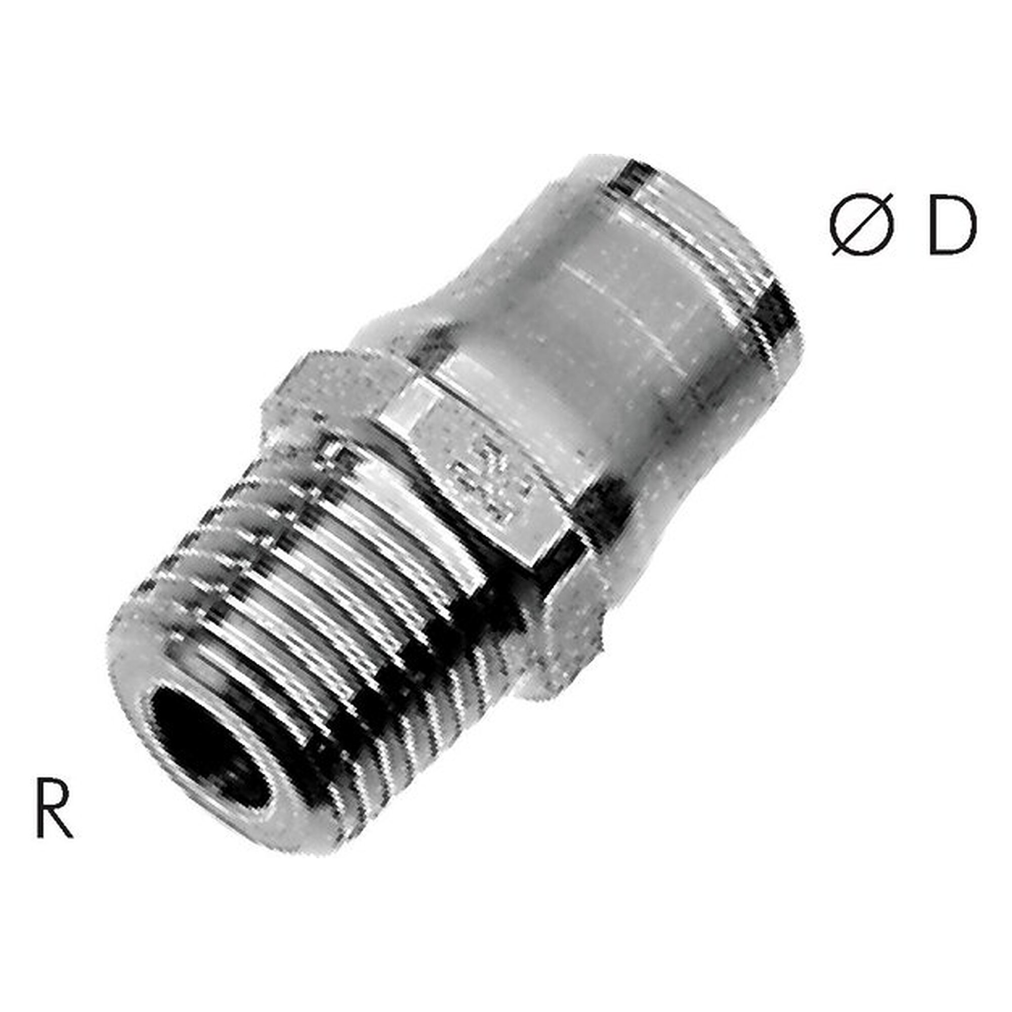 Push-in fitting, straight design, male thread R 1/4", tube 12 mm, stainless steel