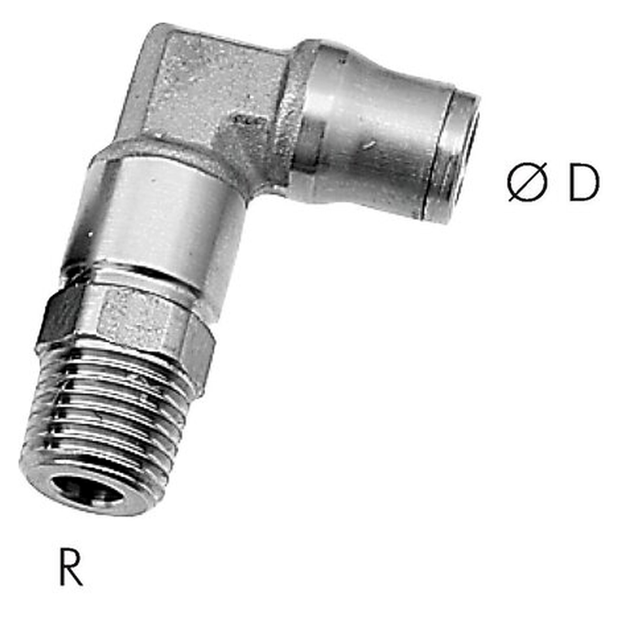 Steckanschluss, Winkelform, Einschraubgewinde R 3/8", Schlauch 12 mm, Edelstahl