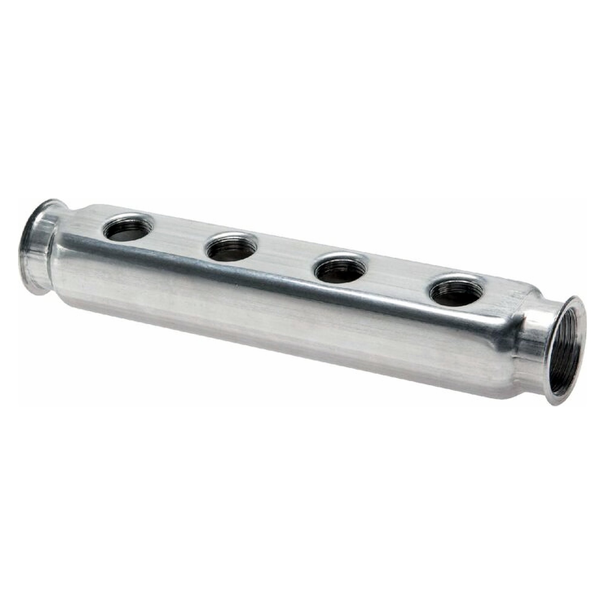 Distribution manifold, outlets on one side, inlet 2x G 1" to outlet 4x G 1/2", length 243 mm, 4