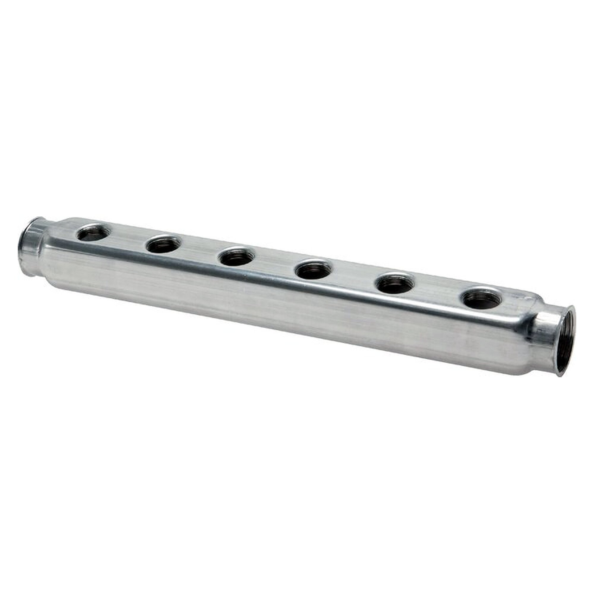 Verteilerleiste, Abgänge einseitig, Eingang 2x G 1" auf Abgang 5x G 1/2", Länge 293 mm, 5