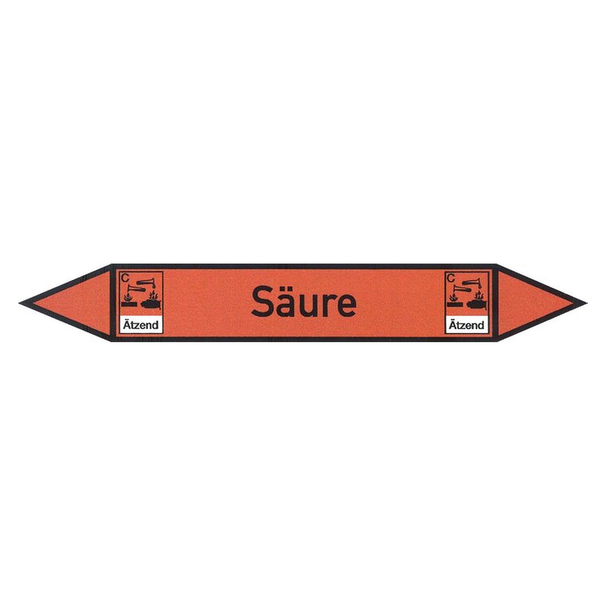 Pipe marking label, double arrow, self-adhesive, 37 x 270 mm, acid (C)